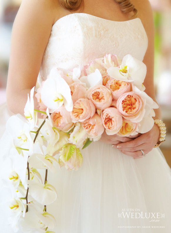 Stylish white orhids cascading Bridal bouquet jpg
