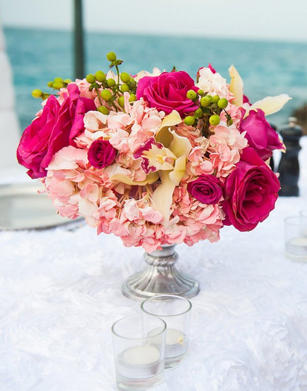 Luxury Jamaica Wedding Fuschia Centerpiece by Weddings Romantique