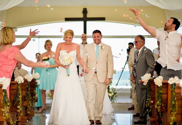 Moon Palace Greek Orthodox Ocean Front Gazebo Ceremony bride and groom leaving chapel