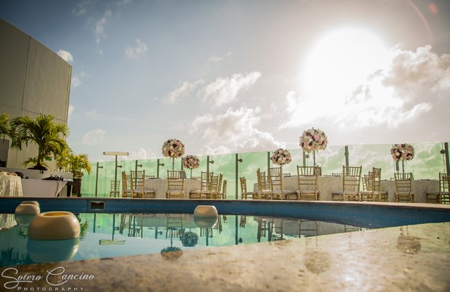Stylish Beach Palace Sky Terrace Reception Decorations