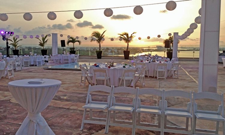 Cancun Beach Palace Ocean Front Wedding _Palanque Sunset Terrace