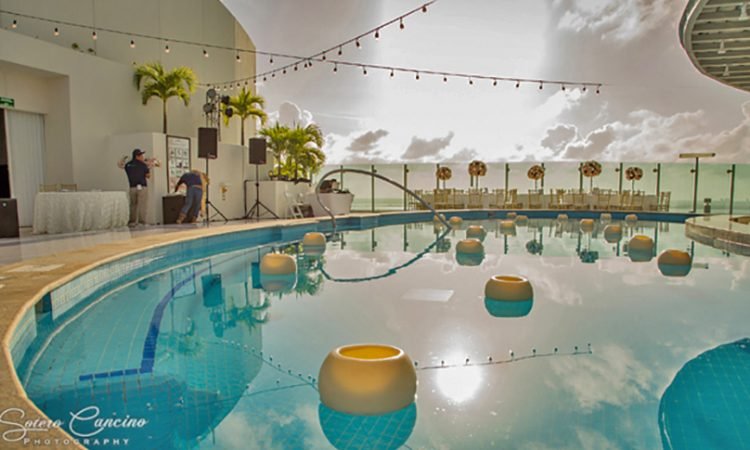 Cancun Beach-Palace-Sky-Terrace-Reception-Pool-Decorations-by-Weddings-Romantique