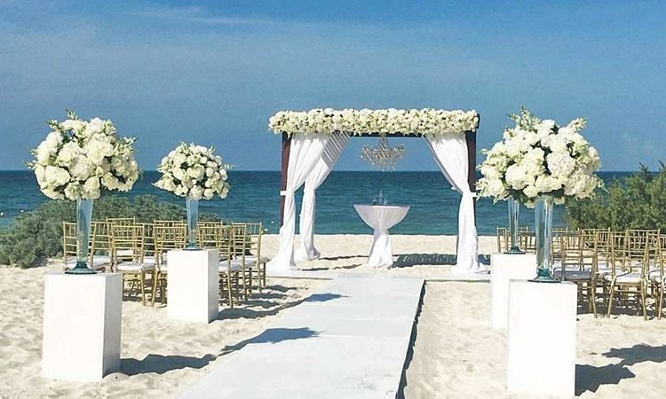 Dreams Playa Mujeres Wedding Resort Venue__Luxury Beach Ceremony Decorations
