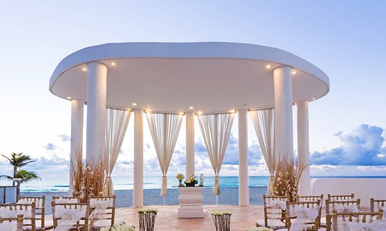 Le Blanc Cancun Weddings_ Ocean Front Gazebo Luxury Ceremony Location Decorations