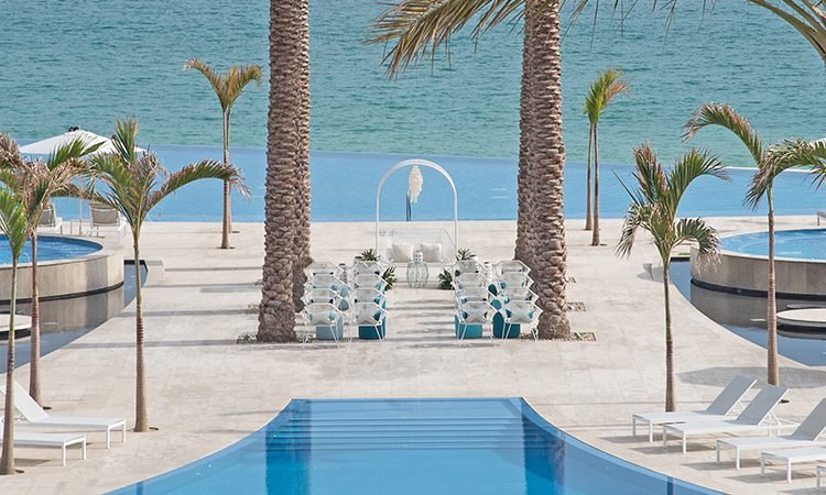 Los Cabos Le Blanc Weddings_ Infinty Pool Ceremony venue location setup